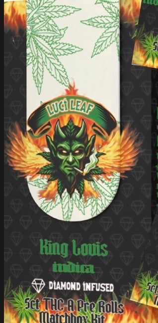 LuciLeaf 5ct Diamond Infused THC-A Pre Roll with Matchbox Kit Display 6 Ct.