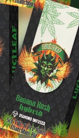 LuciLeaf 5ct Diamond Infused THC-A Pre Roll with Matchbox Kit Display 6 Ct.