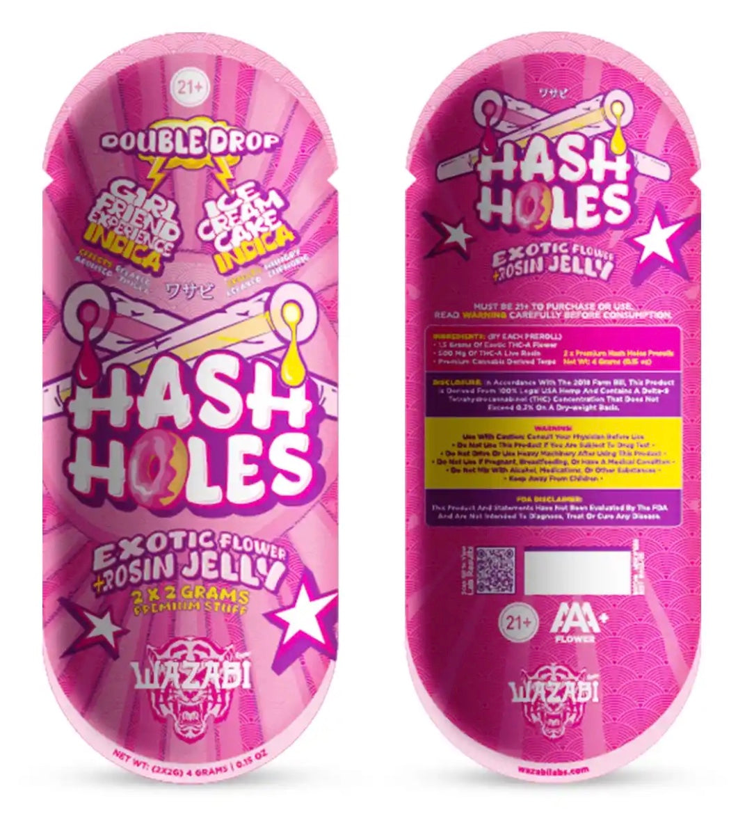 WAZABI EXOTICS 2G HASH HOLE DOUBLE DROP PREROLLS 2CT 10/PK