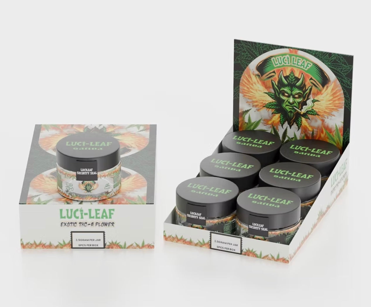 LuciLeaf 3.5gm THC-A Flower Jars Display 6 Ct.