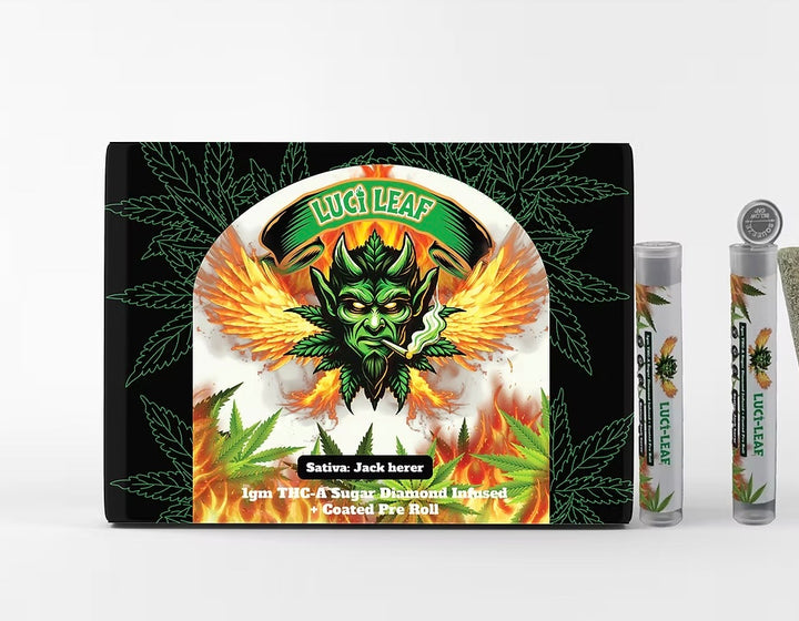 LuciLeaf Sugar Diamond Coated + Infused THC-A Pre Rolls Display 25 Ct.