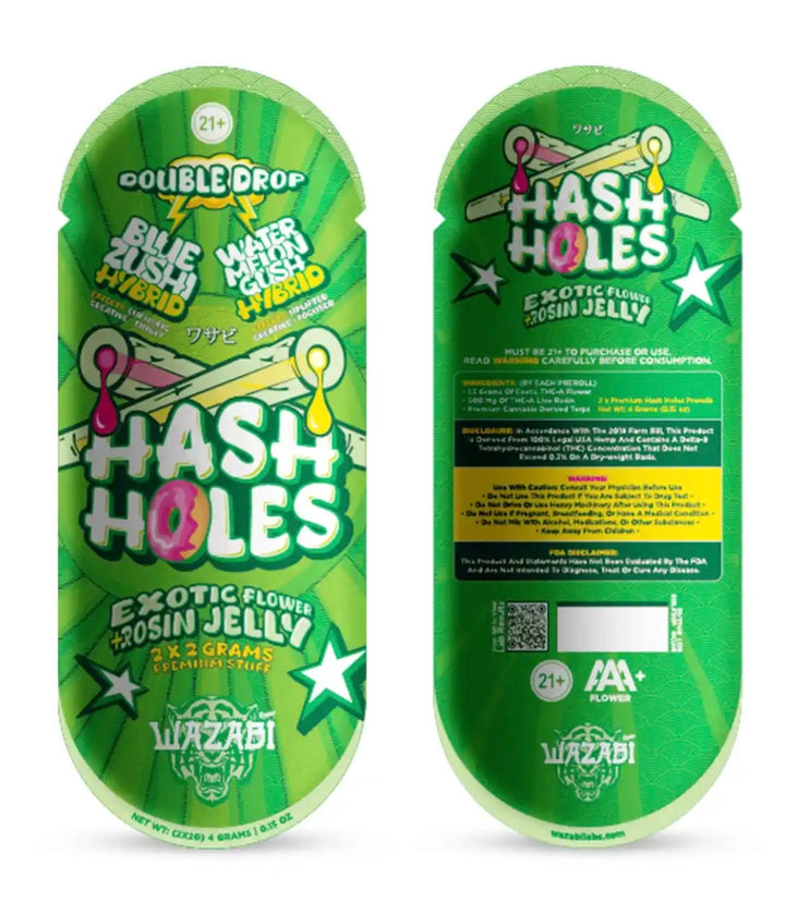 WAZABI EXOTICS 2G HASH HOLE DOUBLE DROP PREROLLS 2CT 10/PK