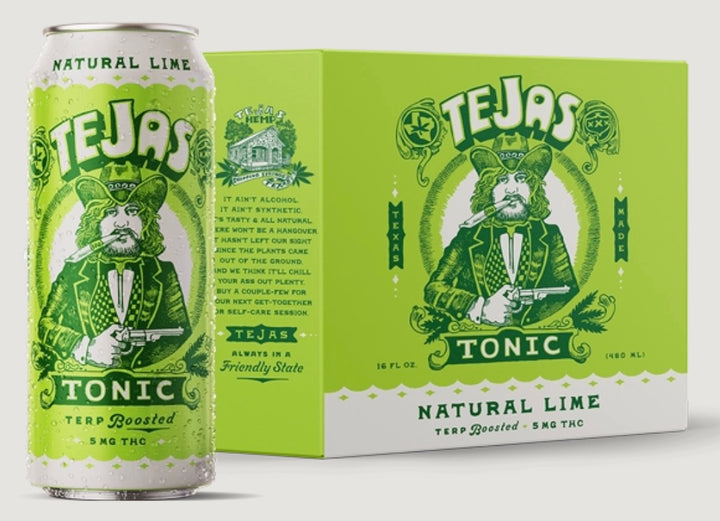 Tejas Tonic 4 Pack - 16oz 25mg  CBD/5mg THC- Natural Lime