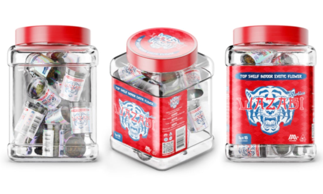 WAZABI EXOTICS 1G FLOWER JAR 15/PK – (3 IN 1 JAR)