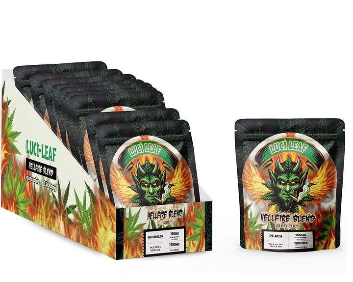 Luci-Leaf 1500mg Hellfire Blend Gummies Display 10 Ct.