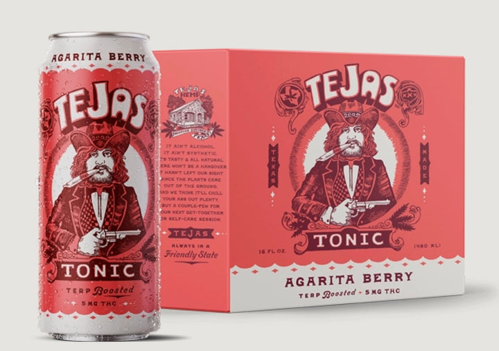 Tejas Tonic 4 Pack - 16oz 25mg  CBD/5mg THC- Agarita Berry