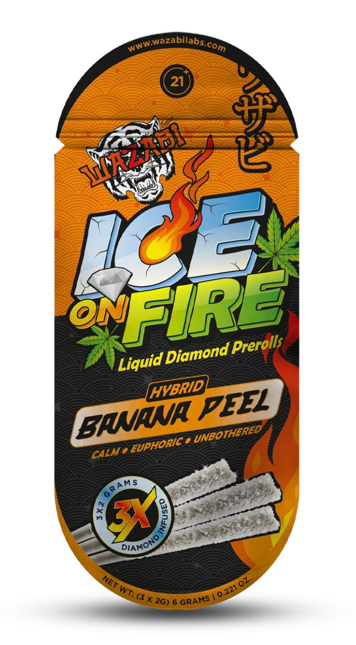 WAZABI EXOTICS 2G ICE ON FIRE LIQUID DIAMOND PREROLLS 3X5/PK