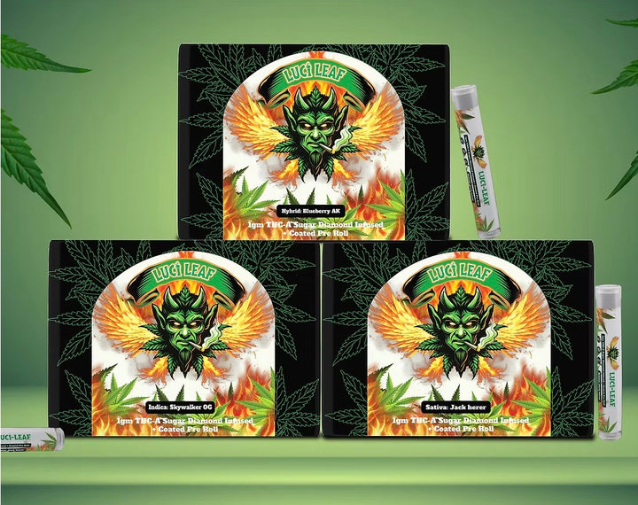 LuciLeaf Sugar Diamond Coated + Infused THC-A Pre Rolls Display 25 Ct.